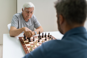 Elderly Senior Playing Chess