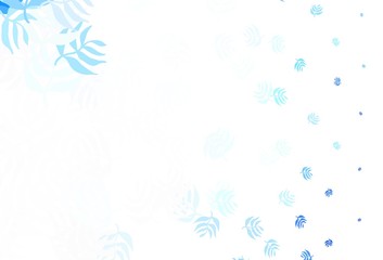 Light BLUE vector doodle layout with leaves.