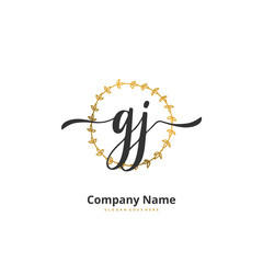 Obraz premium G J GJ Initial handwriting and signature logo design with circle. Beautiful design handwritten logo for fashion, team, wedding, luxury logo.