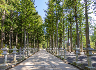 Okunoin cemetery in Koyasan Mount Koya, UNESCO world heritage site and a 1200 years old center of...