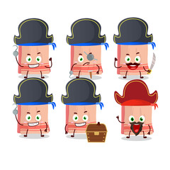 Cartoon character of towel with various pirates emoticons