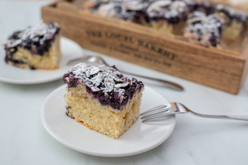 Piece of homemade blueberry pie on the plate 