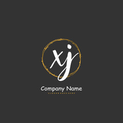 X J XJ Initial handwriting and signature logo design with circle. Beautiful design handwritten logo for fashion, team, wedding, luxury logo.