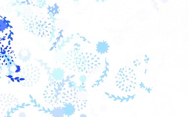 Light Blue, Yellow vector doodle background with flowers