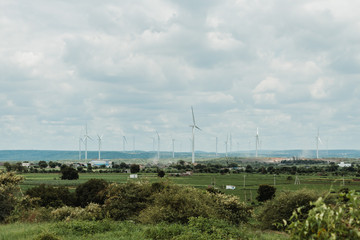 View of the windmills in the land at Wankaner, Gujarat, India