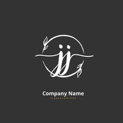 J JJ Initial handwriting and signature logo design with circle. Beautiful design handwritten logo for fashion, team, wedding, luxury logo.