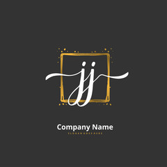 J JJ Initial handwriting and signature logo design with circle. Beautiful design handwritten logo for fashion, team, wedding, luxury logo.