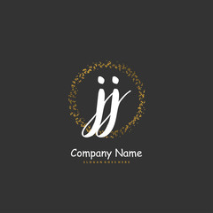 J JJ Initial handwriting and signature logo design with circle. Beautiful design handwritten logo for fashion, team, wedding, luxury logo.