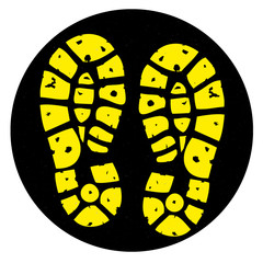 marquage au sol, semelles chaussures, concept distanciation sociale, stop, attendre, ne pas dépasser 