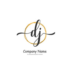 Obraz premium D J DJ Initial handwriting and signature logo design with circle. Beautiful design handwritten logo for fashion, team, wedding, luxury logo.
