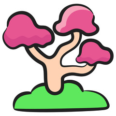 
A flat vector design of bonsai tree icon
