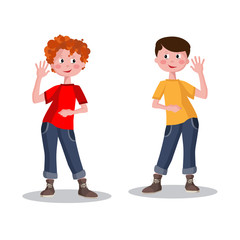 Schoolboy, smiling little boy, teenager. Isolated on a white background.