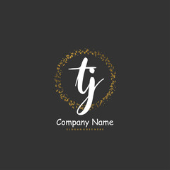 T J TJ Initial handwriting and signature logo design with circle. Beautiful design handwritten logo for fashion, team, wedding, luxury logo.
