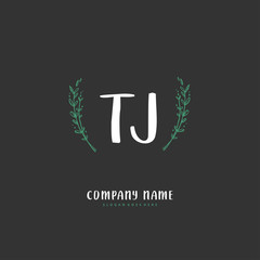 T J TJ Initial handwriting and signature logo design with circle. Beautiful design handwritten logo for fashion, team, wedding, luxury logo.