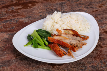 Rice with roasted duck breast