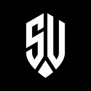 su logo monogram with emblem shield style design template