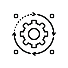 Black line  icon for process