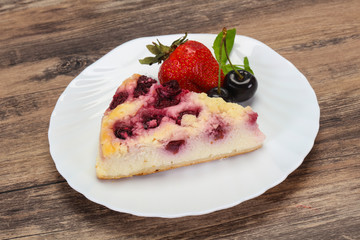 Cheesecake with cherry served strawberry