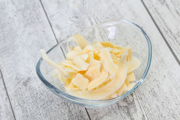 Coconut dry chips in the bowl