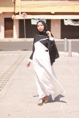 Fashion portrait of young beautiful asian muslim woman with wearing hijab