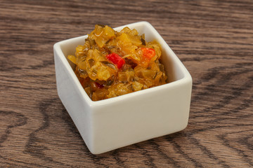 Relish sauce with cucumbers and mustard