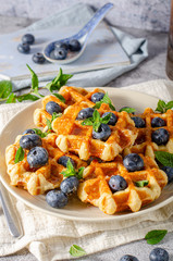 Homemade waffles with berries