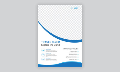 Travel Agency Flyer or Poster Design, Creative Template, Banner or Flyer design for Tour and Travel concept
