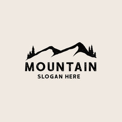Vintage black mountain logo template. Vector logo