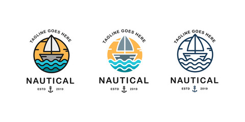 Set of Nautical logo template. Vector logo