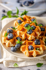 Homemade waffles with berries