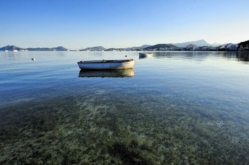 boat on glassy water