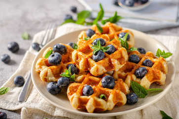 Homemade waffles with berries