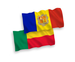 Flags of Andorra and Benin on a white background