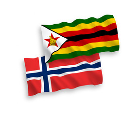 Flags of Norway and Zimbabwe on a white background