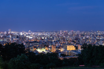 札幌市　旭山記念公園からの美しい夜景