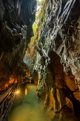 underground wooden walkway along the ground seam