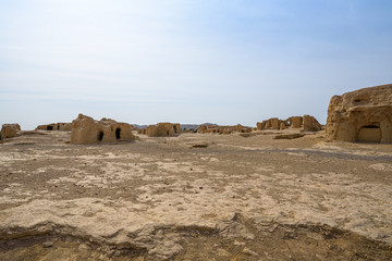 Ancient city ruins of Jiaohe or Yarkhoto dating back to 100 BC in Turpan, Xinjiang, China