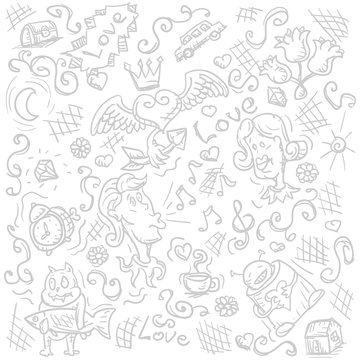 Hand drawn abstract Doodle love heart Doodle on white background. Vector image