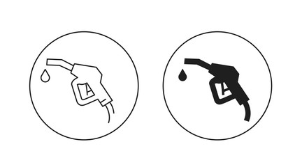 Gas gun with drop icons in outlines and filled silhouette, graphic