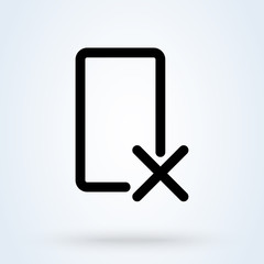 Delete Device icon or logo line art style. Rejected web access. Thin line rejected access illustration.