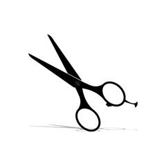 Black scissors on a white background.