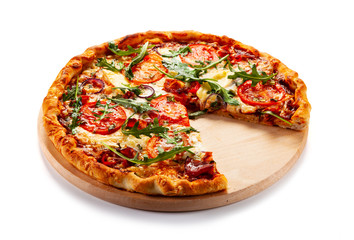 Margherita pizza on white background

