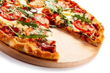 Margherita pizza on white background

