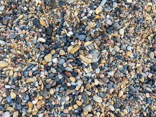 pebbles texture on the beach