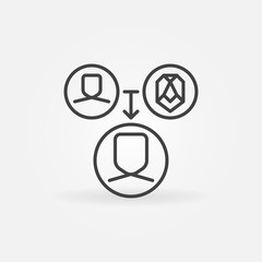 Human Face Recognition Technology linear vector concept icon or logo element