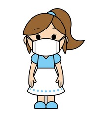 マスクをつけて立っている女性