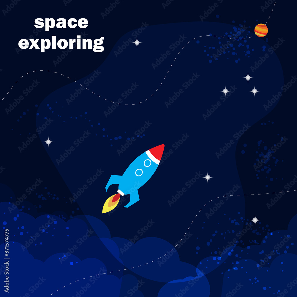 Wall mural spaceship launch to outer space