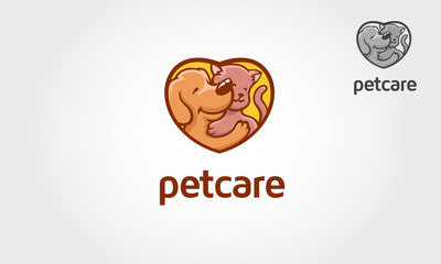 Pet Care Vector Logo Template. Logo of a cat and dog. Can be used for many kind of project.