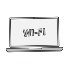 Wi-Fi vector icon. Wi-Fi on computer illustration cartoon style on white isolated background.