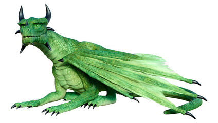 Fototapeta premium 3D Rendering Fairy Tale Dragon on White